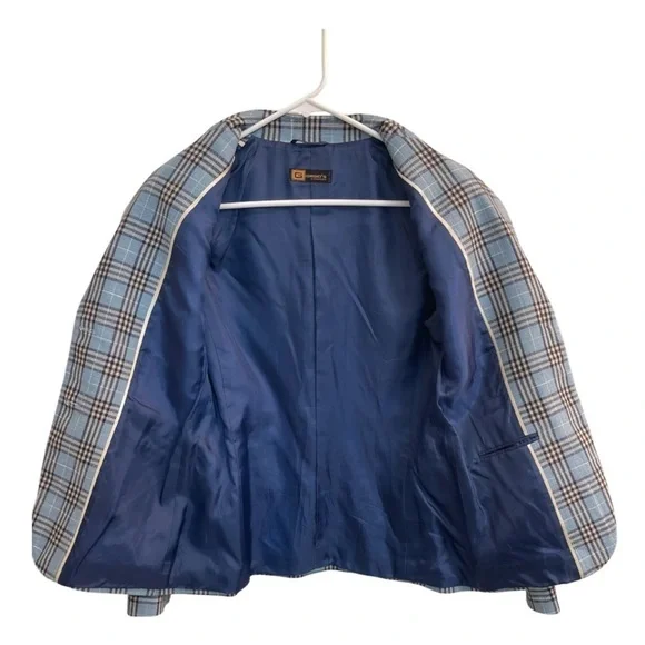 Giorgio’s of Palm Beach Blazer/Jacket, Blue Plaid, Italian women 42R